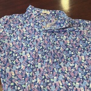 Peter Millar Blue and Pink Patterned Casual Shirt